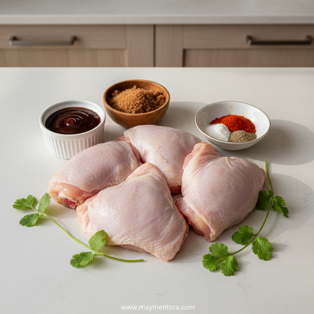 Ingredients for caramelized BBQ chicken thighs